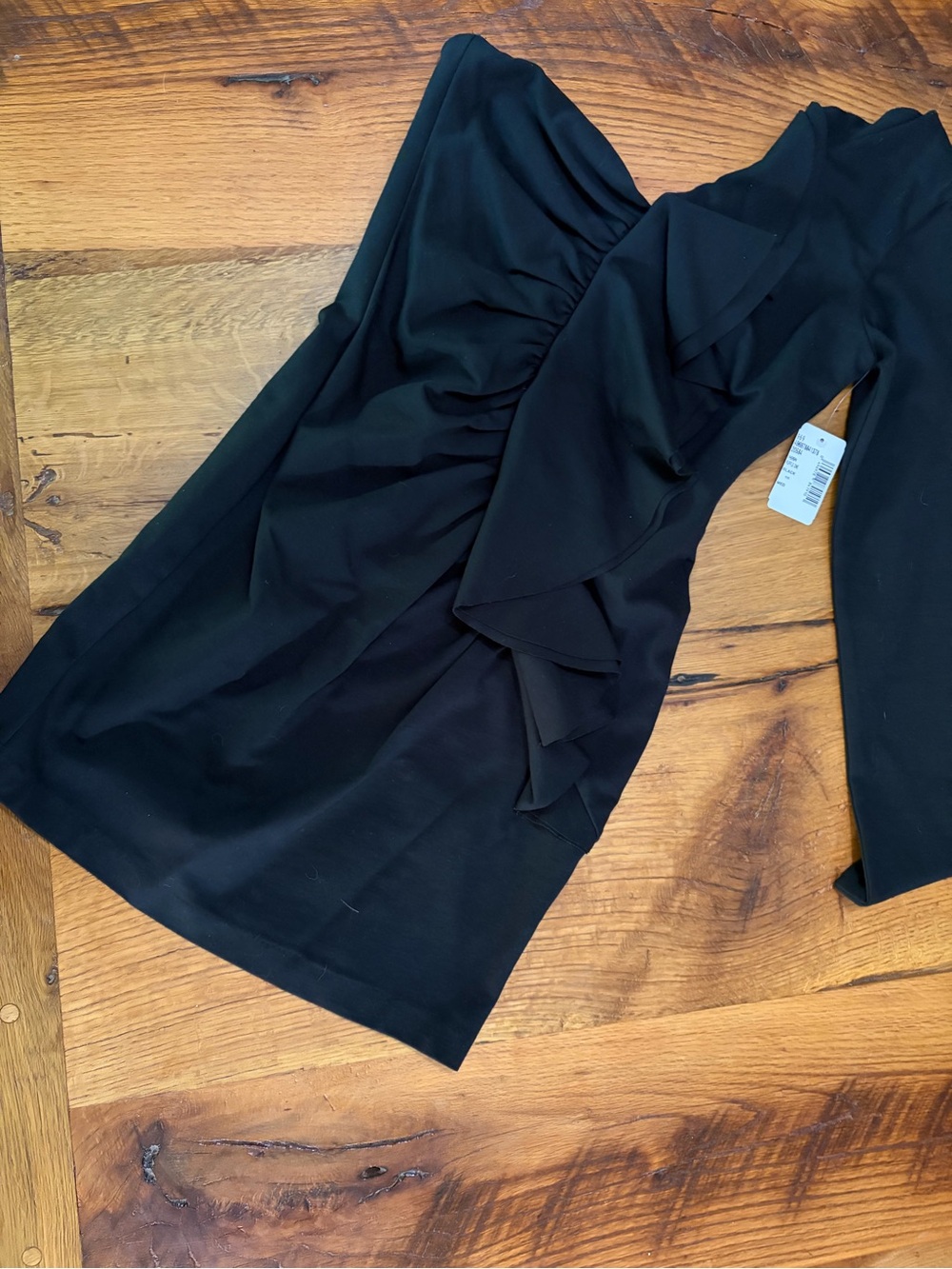 Parker Black One-Shoulder Ruffle Cocktail Dress, Size Medium